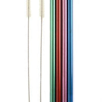 Norpro - Pack of 4 Stainless Steel Smoothie Straws with 2 Brushes - 466