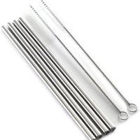 Norpro - Pack of 4 Stainless Steel Straight Straws with 2 Brushes - 470