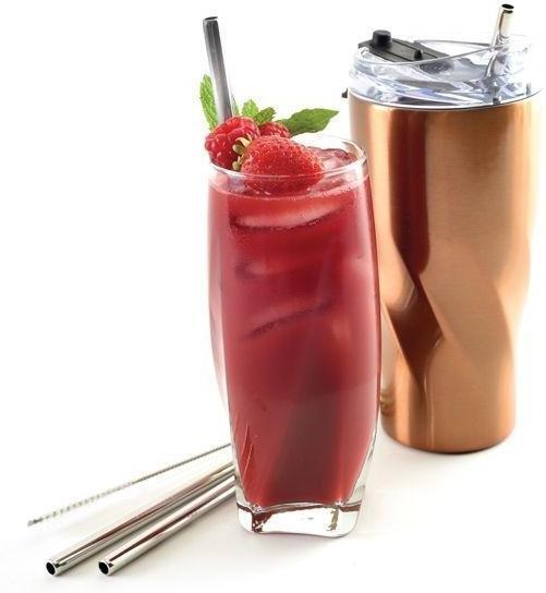 Norpro - Pack of 4 Stainless Steel Straight Straws with 2 Brushes - 470