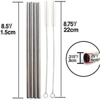 Norpro - Pack of 4 Stainless Steel Straight Straws with 2 Brushes - 470