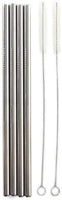 Norpro - Pack of 4 Stainless Steel Straight Straws with 2 Brushes - 470