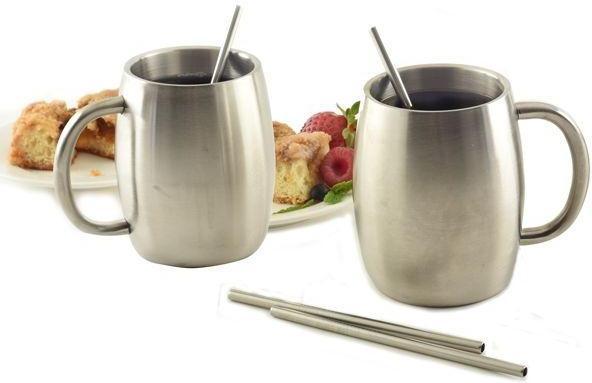 Norpro - Pack of 4 Stainless Steel Straws with 2 Brushes - 454
