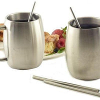 Norpro - Pack of 4 Stainless Steel Straws with 2 Brushes - 454