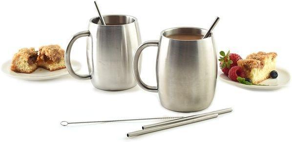 Norpro - Pack of 4 Stainless Steel Straws with 2 Brushes - 454