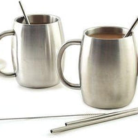 Norpro - Pack of 4 Stainless Steel Straws with 2 Brushes - 454