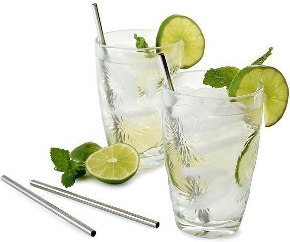 Norpro - Pack of 4 Stainless Steel Straws with 2 Brushes - 454