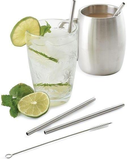 Norpro - Pack of 4 Stainless Steel Straws with 2 Brushes - 454