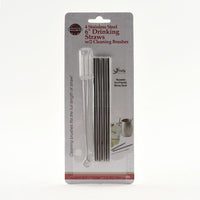 Norpro - Pack of 4 Stainless Steel Straws with 2 Brushes - 454