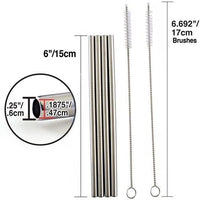 Norpro - Pack of 4 Stainless Steel Straws with 2 Brushes - 454