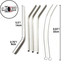 Norpro - Pack of 4 Stainless Steel Straws with 2 Cleaning Brushes - 436