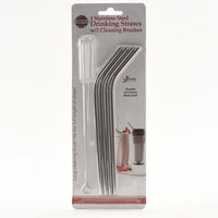 Norpro - Pack of 4 Stainless Steel Straws with 2 Cleaning Brushes - 436