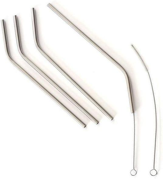 Norpro - Pack of 4 Stainless Steel Straws with 2 Cleaning Brushes - 436