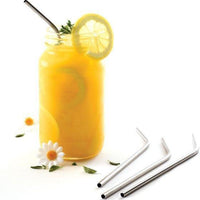 Norpro - Pack of 4 Stainless Steel Straws with 2 Cleaning Brushes - 436