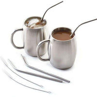 Norpro - Pack of 4 Stainless Steel Straws with 2 Cleaning Brushes - 436