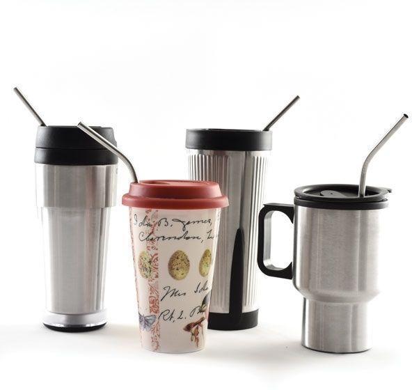 Norpro - Pack of 4 Stainless Steel Straws with 2 Cleaning Brushes - 436