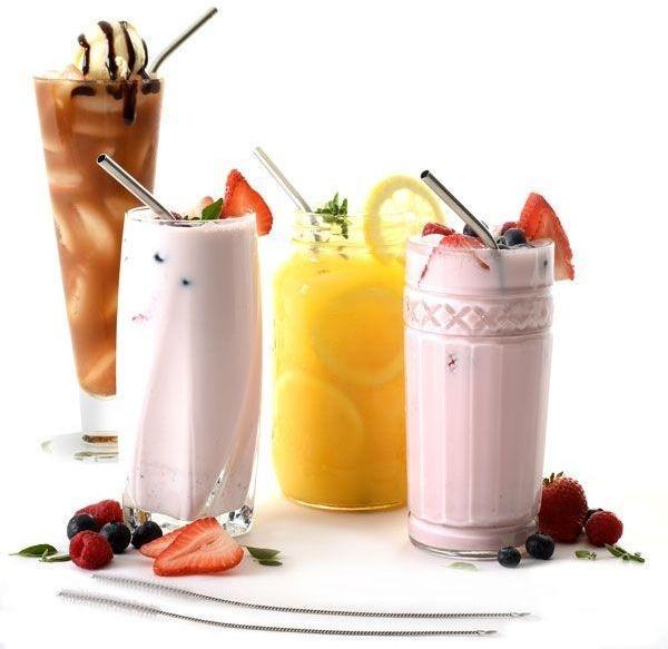 Norpro - Pack of 4 Stainless Steel Straws with 2 Cleaning Brushes - 436