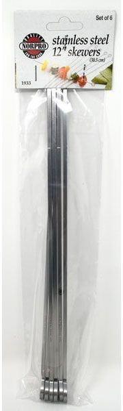 Norpro - Pack of 6 12" Stainless Steel Skewers - 1933