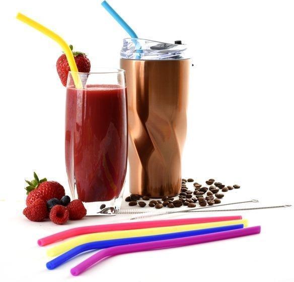 Norpro - Pack of 6 Silicone Bend Straws with 2 Brushes - 471