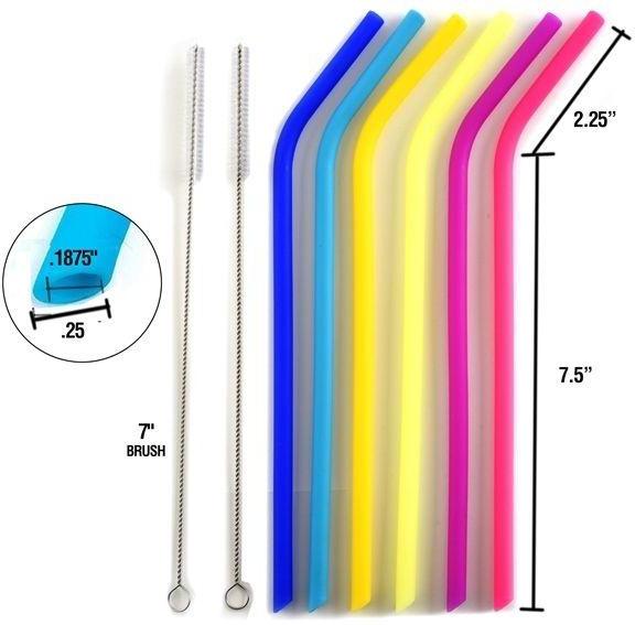 Norpro - Pack of 6 Silicone Bend Straws with 2 Brushes - 471