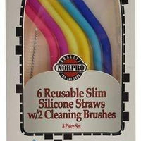 Norpro - Pack of 6 Silicone Bend Straws with 2 Brushes - 471