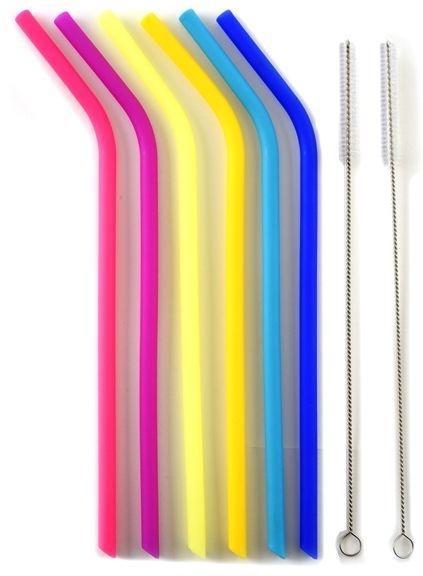 Norpro - Pack of 6 Silicone Bend Straws with 2 Brushes - 471