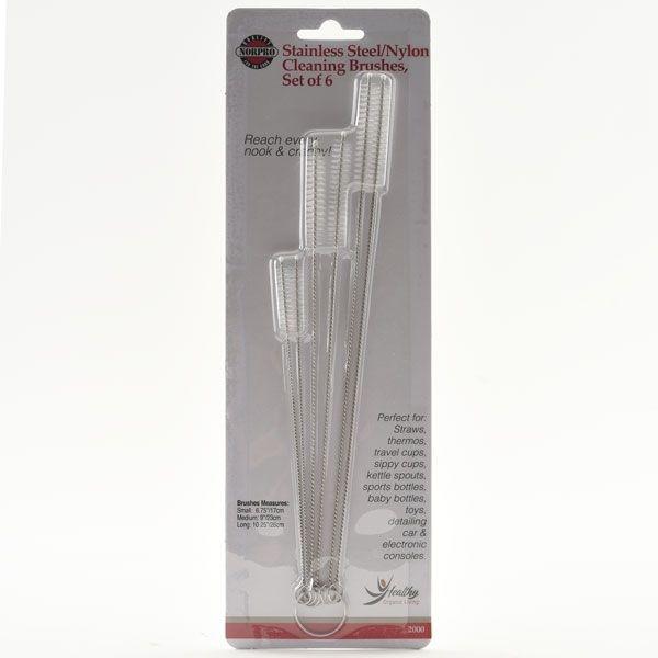 Norpro - Pack of 6 Stainless Steel/Nylon Cleaning Brushes - 2000