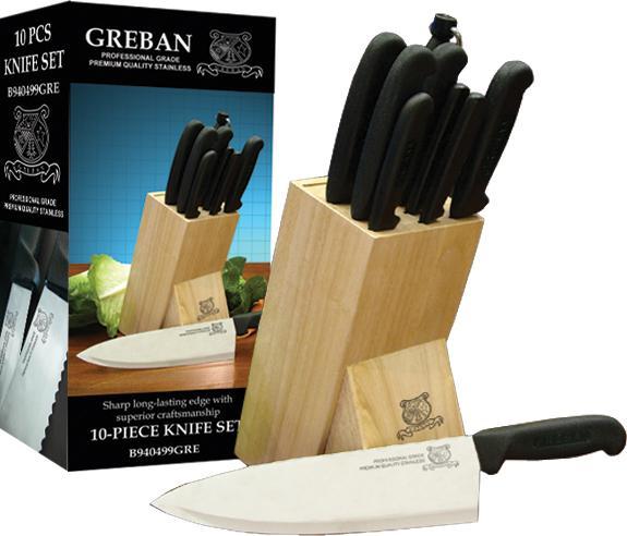Omcan - 10 Piece Greban Block Knife Pack - 12887