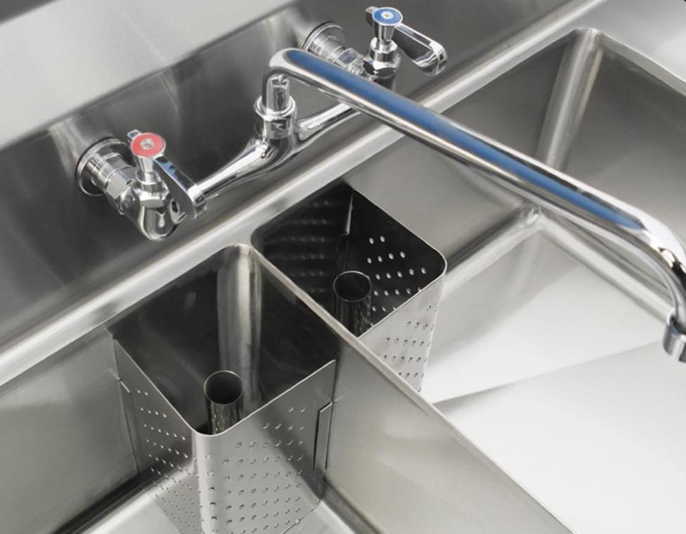 Omcan - 10” x 14” x 10” Under Bar Sink with 3 Compartments & Two Drain Boards - 25274
