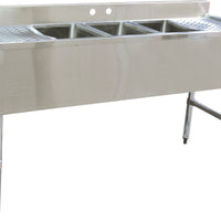 Omcan - 10” x 14” x 10” Under Bar Sink with 3 Compartments & Two Drain Boards - 25274