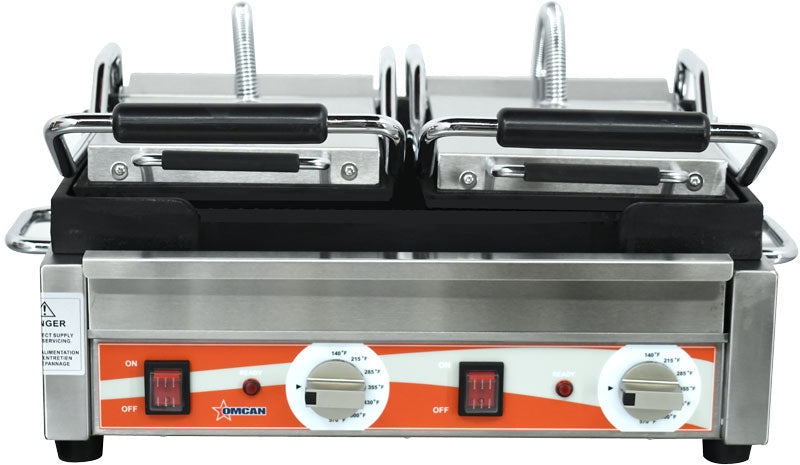 Omcan - 10” x 18” Double Panini Grill with Smooth Surfaces - PG-CN-0711-F