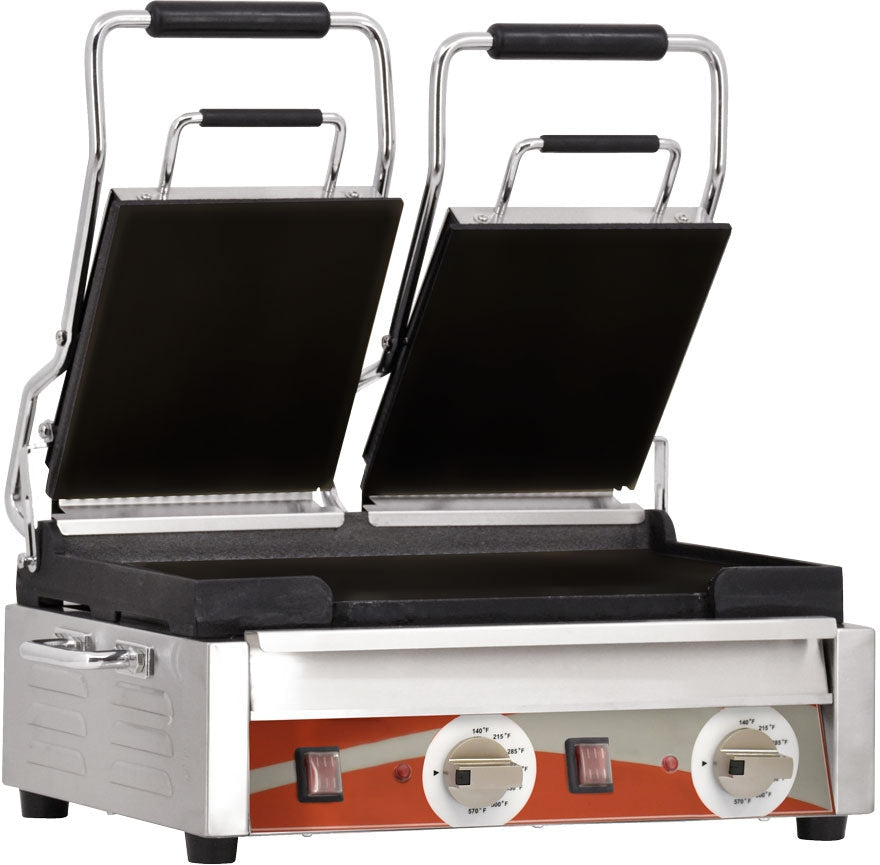 Omcan - 10” x 18” Double Panini Grill with Smooth Surfaces - PG-CN-0711-F