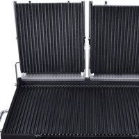 Omcan - 10” x 18” Double Panini Grill with Timer & Grooved Surfaces - PG-CN-0711-RT