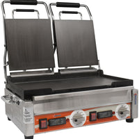 Omcan - 10” x 18” Double Panini Grill with Timer & Smooth Surfaces - PG-CN-0711-FT