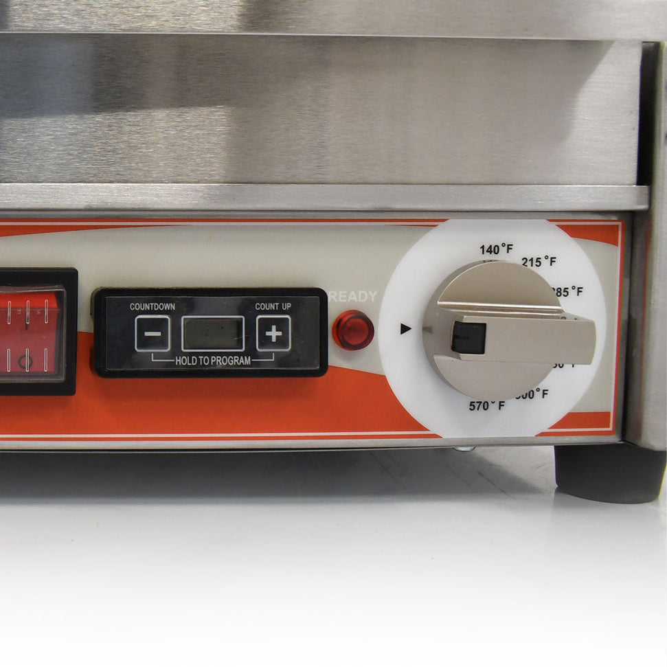 Omcan - 12” x 15” Single Panini Grill with Timer & Grooved Surfaces - PG-CN-0679-RT