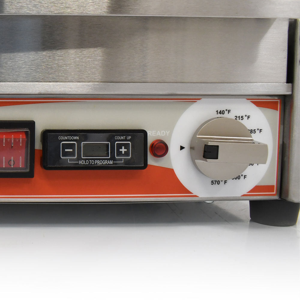 Omcan - 12” x 15” Single Panini Grill with Timer & Grooved Surfaces - PG-CN-0679-RT
