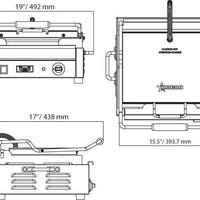 Omcan - 12” x 15” Single Panini Grill with Timer & Smooth Surfaces - PG-CN-0679-FT