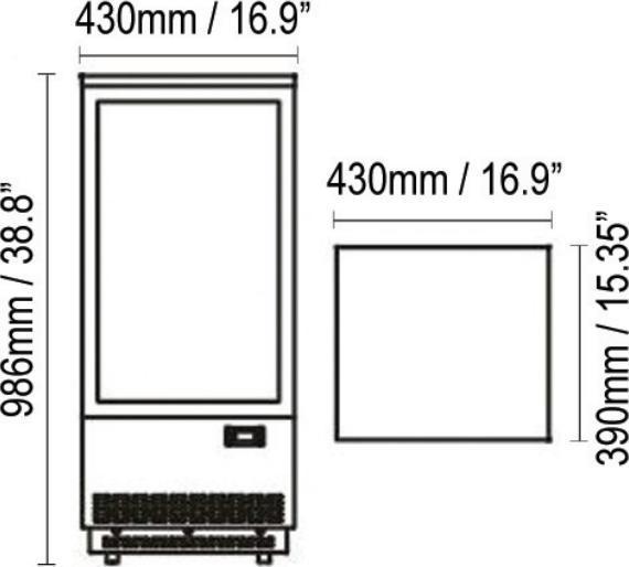 Omcan - 15" Countertop 4-Sided Refrigerated Showcase with Stainless Steel Base - RS-CN-0078