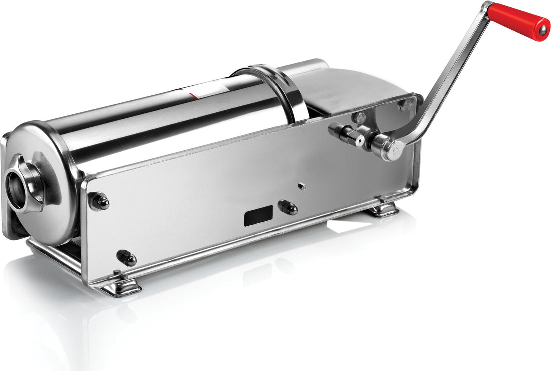 Omcan - 15 lbs Capacity Elite Two-Speed Gear-Driven Horizontal Sausage Stuffer - 13738