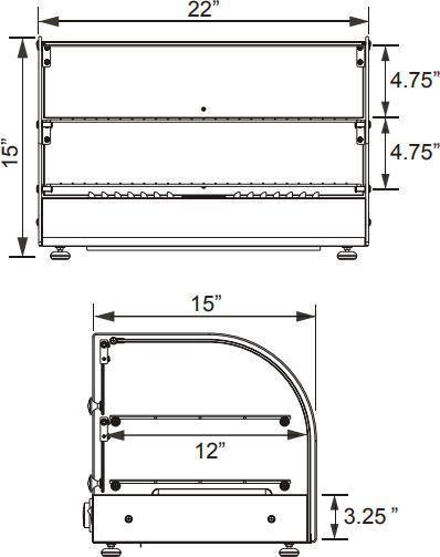 Omcan - 22" Countertop Display Warmer with 2 Shelves & 2 Rear Doors - DW-CN-0045-L