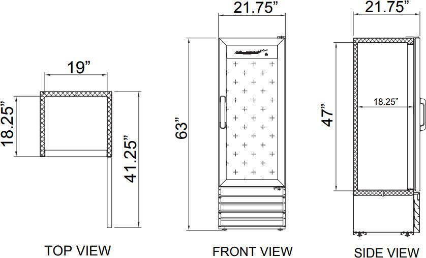 Omcan - 22" Single Door Swing Glass Refrigerator - RE-CN-0009-HC
