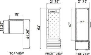 Omcan - 22" Single Door Swing Glass Refrigerator - RE-CN-0009-HC