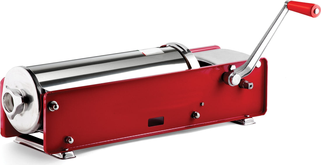 Omcan - 22 lbs Capacity Elite Two-Speed Gear-Driven Horizontal Sausage Stuffer - 13721