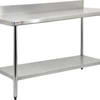 Omcan - 24” x 60" Elite Stainless Steel Work Table with 4" Backsplash - 23797