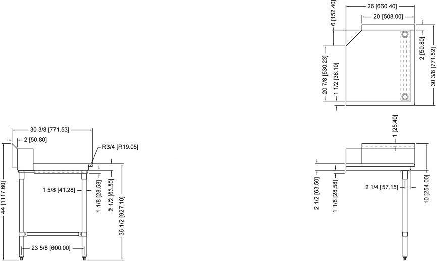 Omcan - 26” Right Side Clean Dish Table - 28473