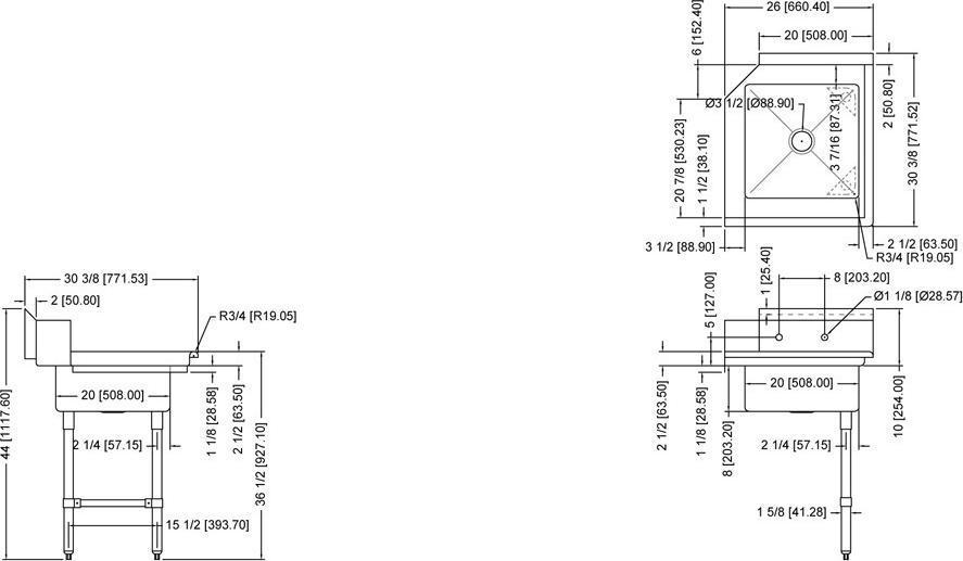 Omcan - 26” Right Side Soiled Dish Table with Sink - 28481