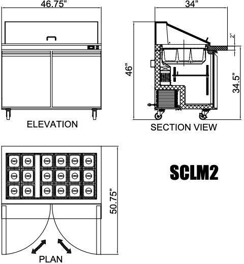 Omcan - 27.5" Mega Refrigerated Prep Table with 1 Door - PT-CN-0711-HC