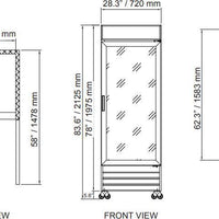 Omcan - 28" Single Door Swing Glass Black Refrigerator / Cooler - RE-CN-0023-H