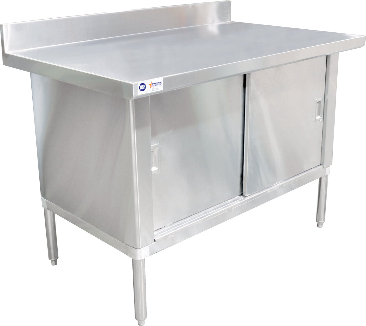 Omcan - 30" x 48" Knock-Down Worktable with Cabinet - Backsplash & 3" Overhangs - 24403