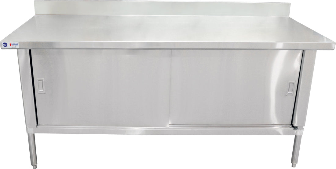 Omcan - 30" x 48" Knock-Down Worktable with Cabinet / Backsplash & 3" Overhangs - 24406