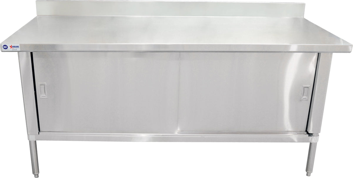 Omcan - 30" x 48" Knock-Down Worktable with Cabinet / Backsplash & 3" Overhangs - 24406